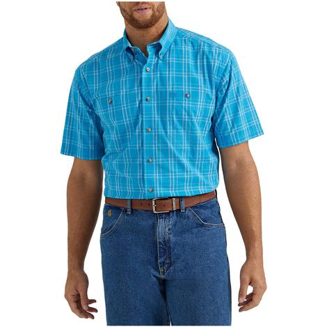 Wrangler George Strait Collection Blue Two Pocket Short Sleeve Men's Shirt