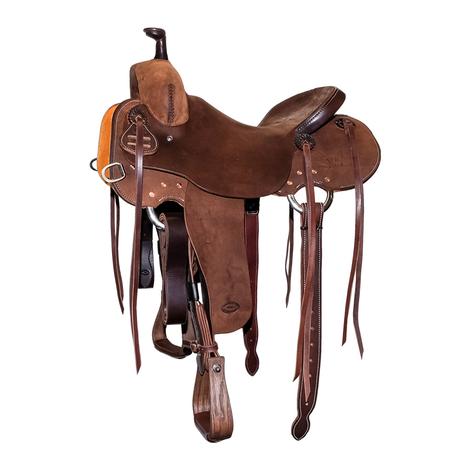 STT Chocolate Full Roughout Single Skirt Ranch Cutting Saddle
