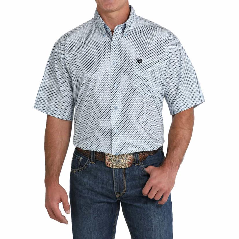  Cinch Men's Short Sleeve Blue Button- Down Shirt