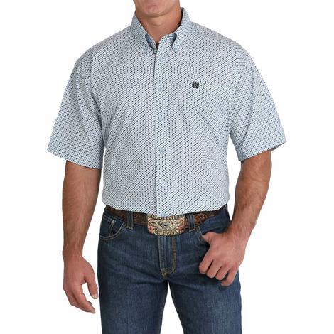 Cinch Men's Short Sleeve Blue Button-Down Shirt