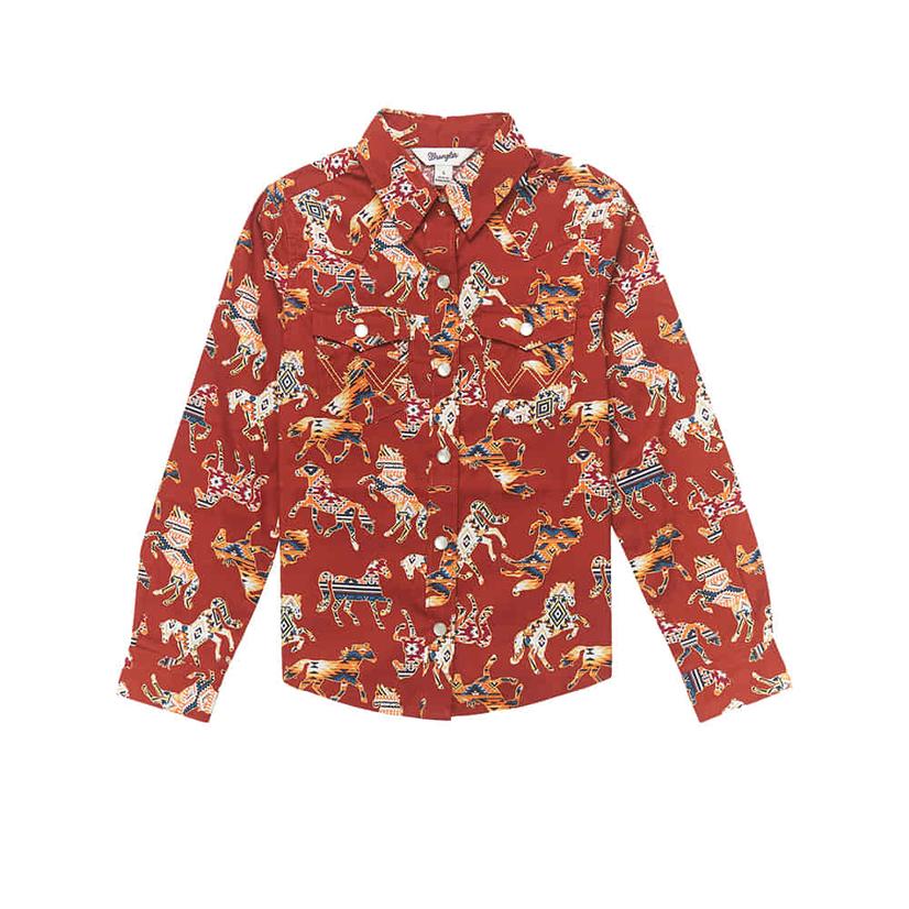  Wrangler Multi Red Girl's Western Top