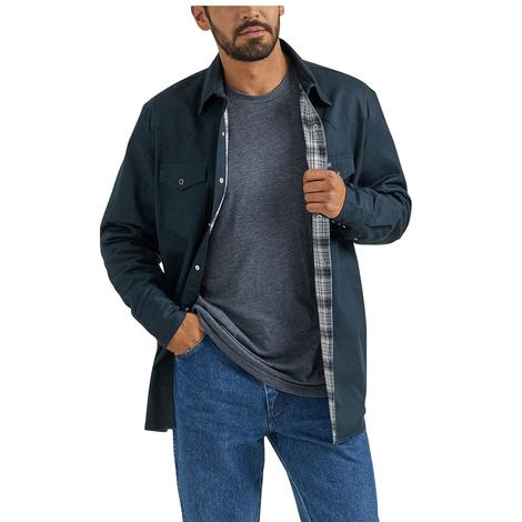 Wrangler Black Flannel Lined Long Sleeve Men's Work Shirt