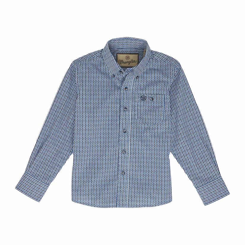  Wrangler Classic Blue Button- Down Long Sleeve Boy's Shirt