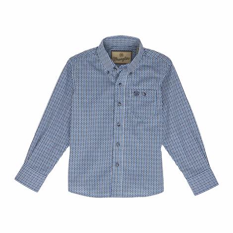 Wrangler Classic Blue Button-down Long Sleeve Boy's Shirt