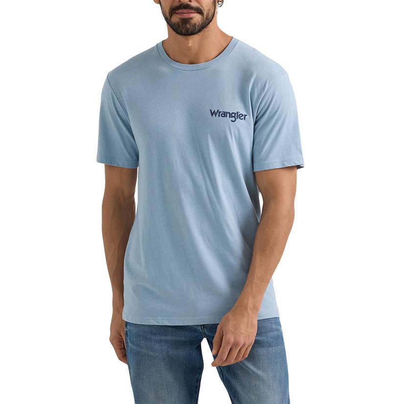  Wrangler Graphic Men's Short Sleeve Shirt In Ashley Blue