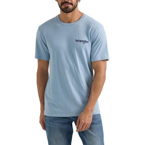 Wrangler Graphic Men's Short Sleeve Shirt In Ashley Blue