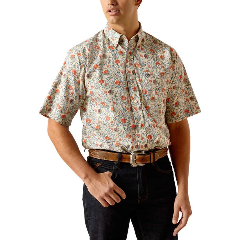  Ariat Blue Ruben Short Sleeve Button- Down Men's Shirt