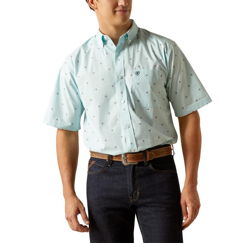  Ariat Blue Royce Short Sleeve Button- Down Men's Shirt