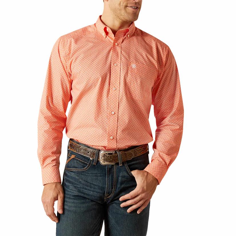  Ariat Orange Rory Long Sleeve Button- Down Men's Shirt