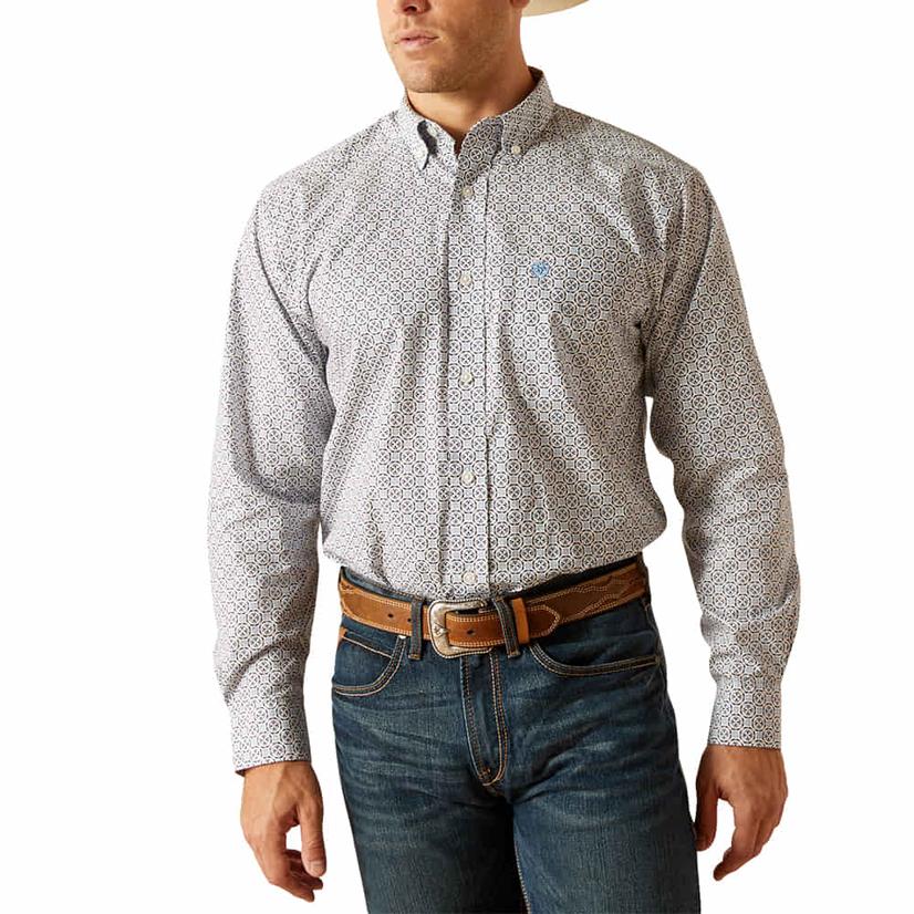  Ariat Blue Ronald Long Sleeve Button- Down Men's Shirt