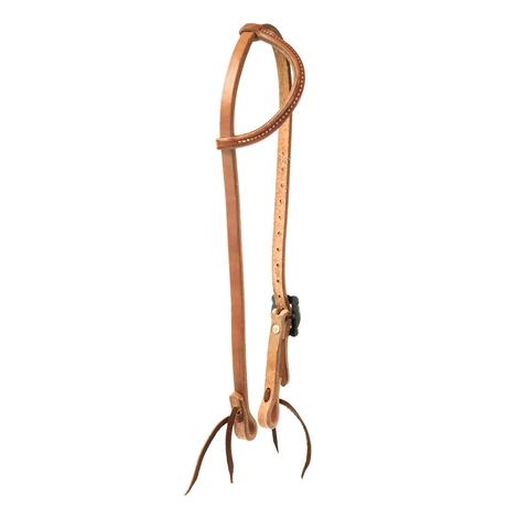 STT Saddle Shop Single Buckle Slide Ear with Square Floral Cart Buckle Headstall