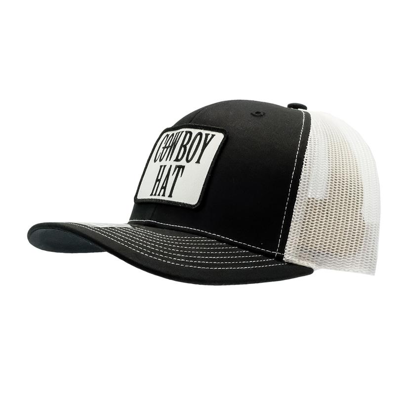  Stt Black And White Cowboy Patch Trucker Cap