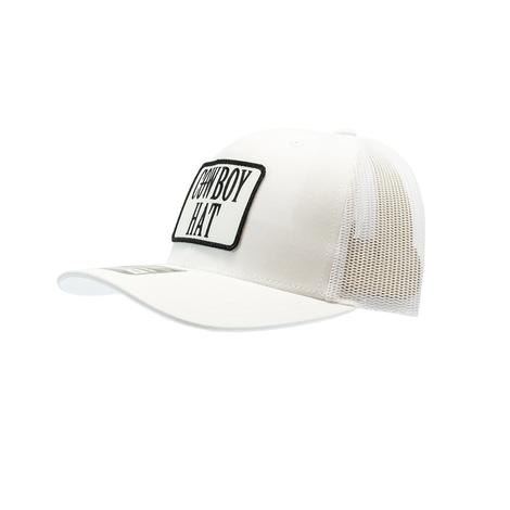 STT White Cowboy Hat Patch Trucker Cap