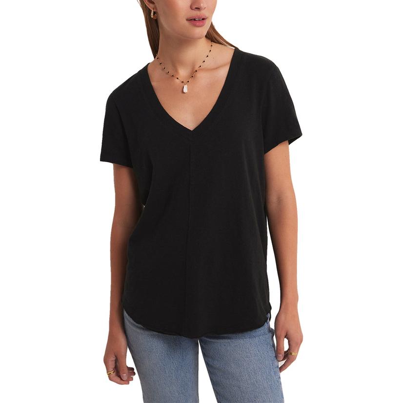  Z Supply Black Asher V- Neck Women's Tee