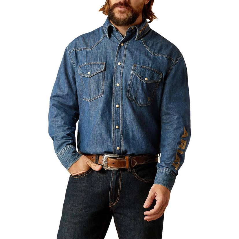  Ariat Classic Long Sleeve Denim Snap Men's Shirt