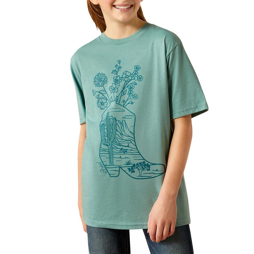  Ariat Garden Blue Bootie Girl's Tee