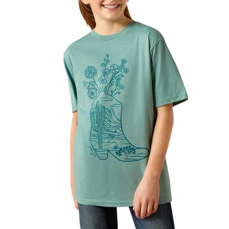 Ariat Garden Blue Bootie Girl's Tee