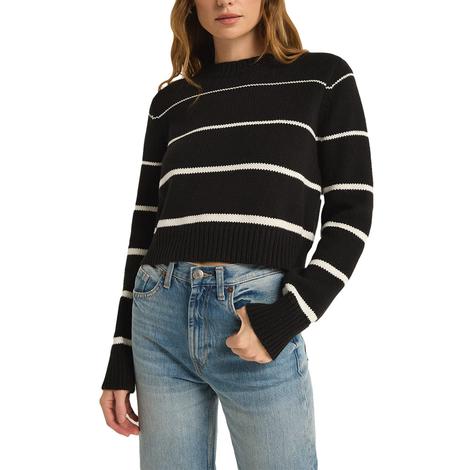 Z Supply Milan Strip Women's Sweater In Black And White