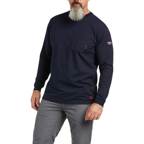 Ariat FR Men's Logo Navy Long Sleeve Shirt