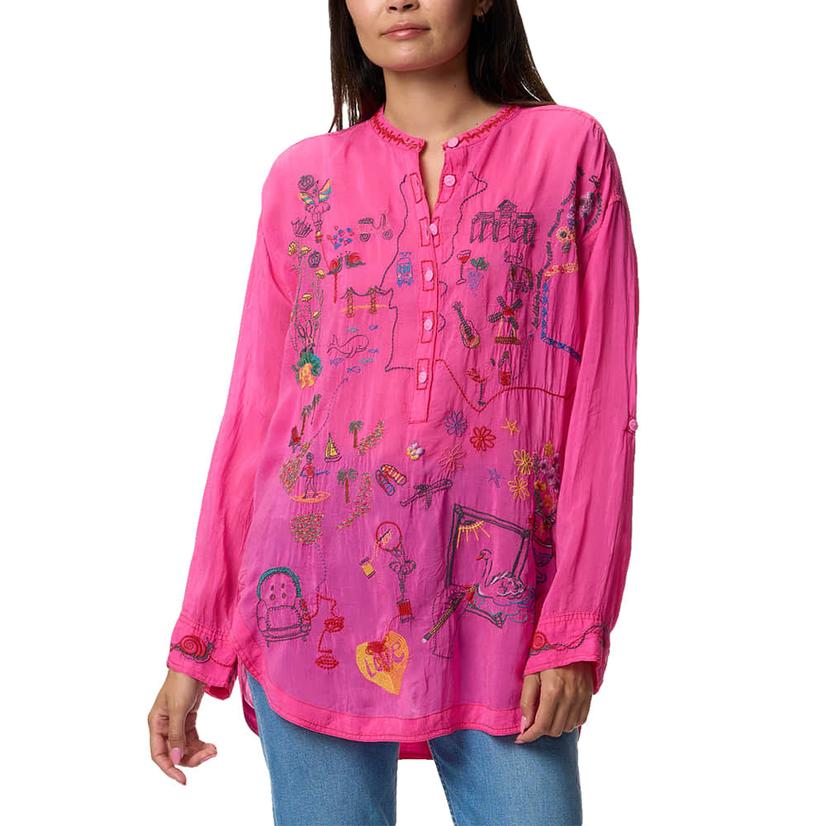  Johnny Was Women's Fuchsia Fatima Selina Blouse