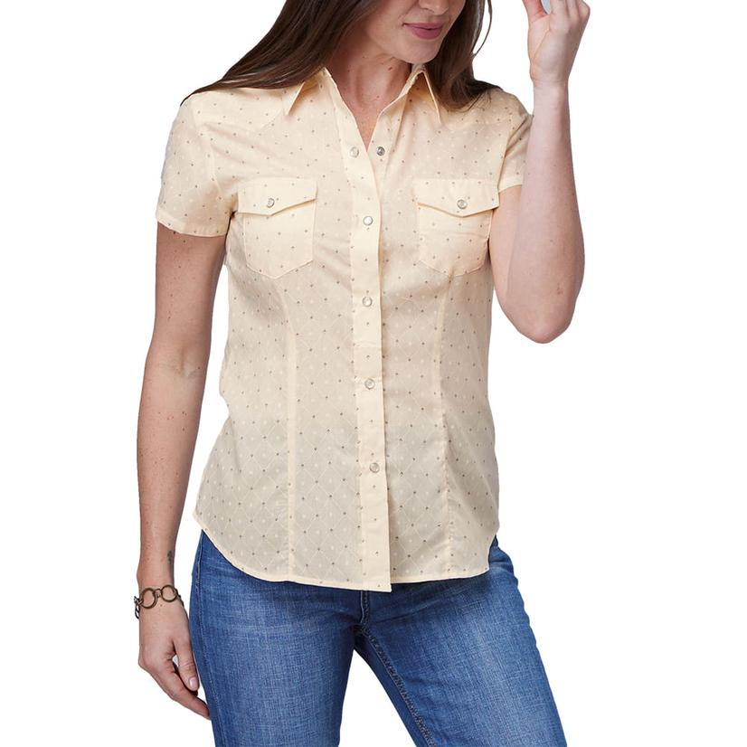  Roper Karman Classic White Western Short Sleeve Snap Front Women's Shirt