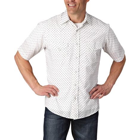 Roper White and Grey Print Short Sleeve Snap Front Men's Shirt