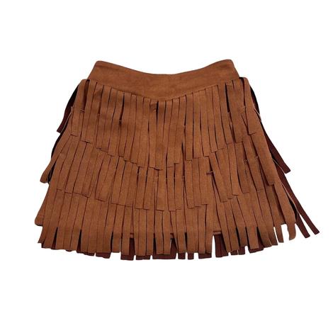 Shea Baby Girl's Brown Fringe Suede Skirt