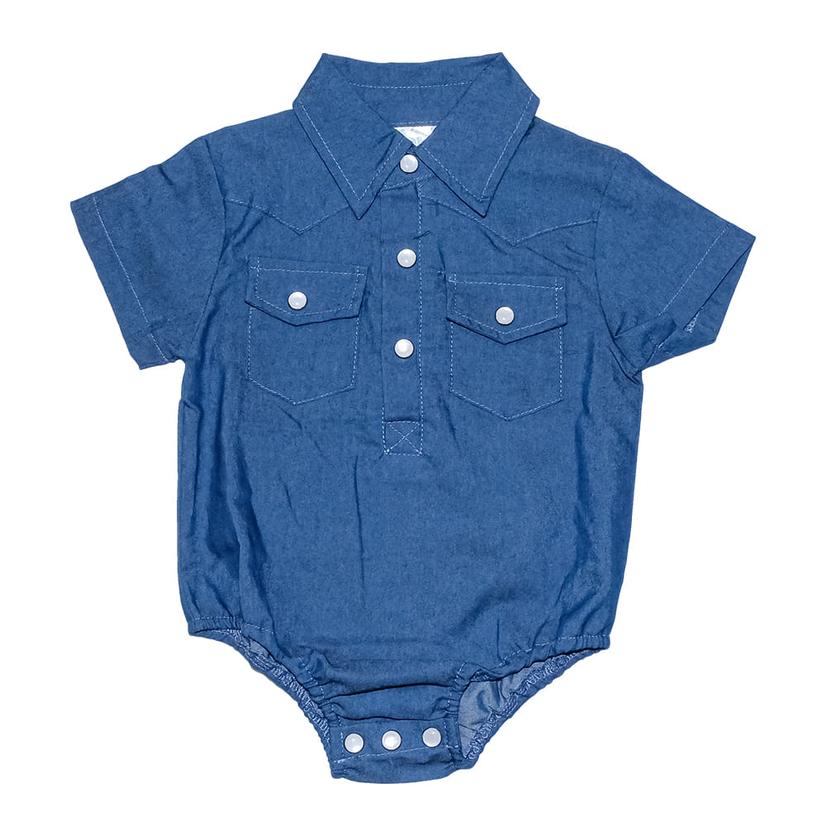  Shea Baby Infant Boy's Dark Denim Short Sleeve Snap Onesie