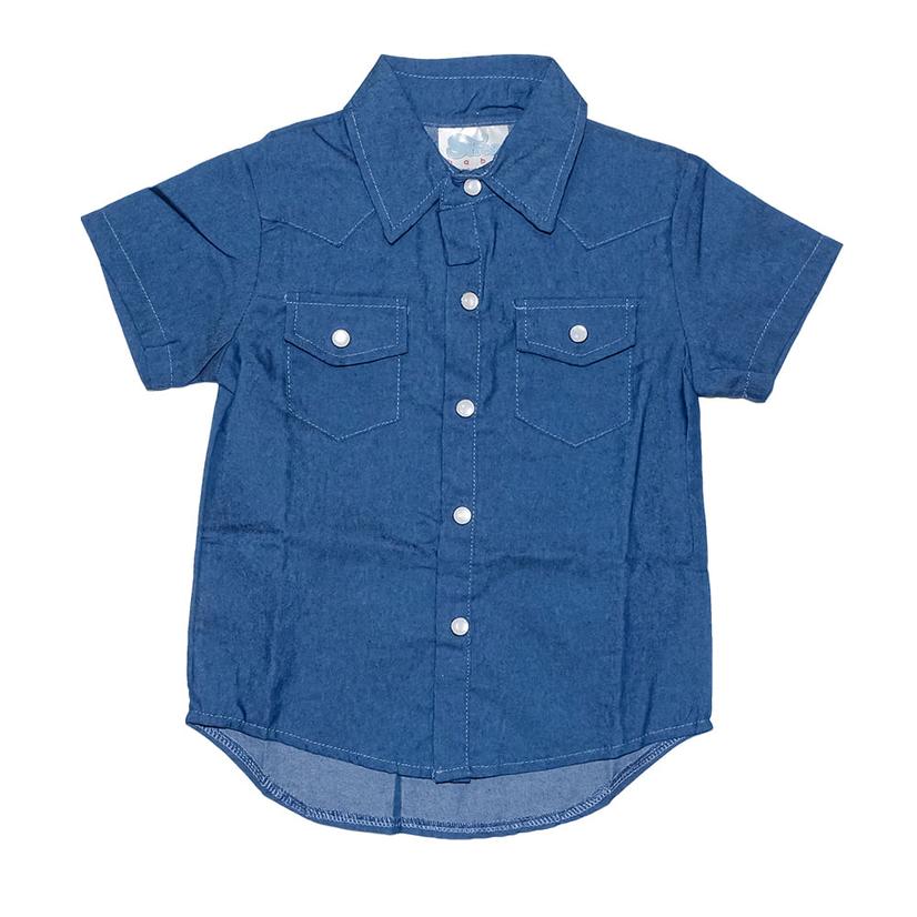  Shea Baby Boy's Dark Denim Short Sleeve Snap Shirt