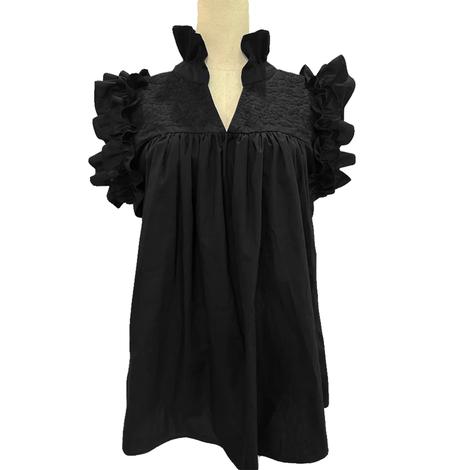 Spirit Dress Ladies Black Hummingbird Blouse With Colorful Embroidery
