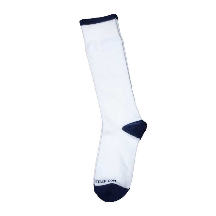  Stt White And Navy Heel Toe Welt One Size Fits All Crew Socks