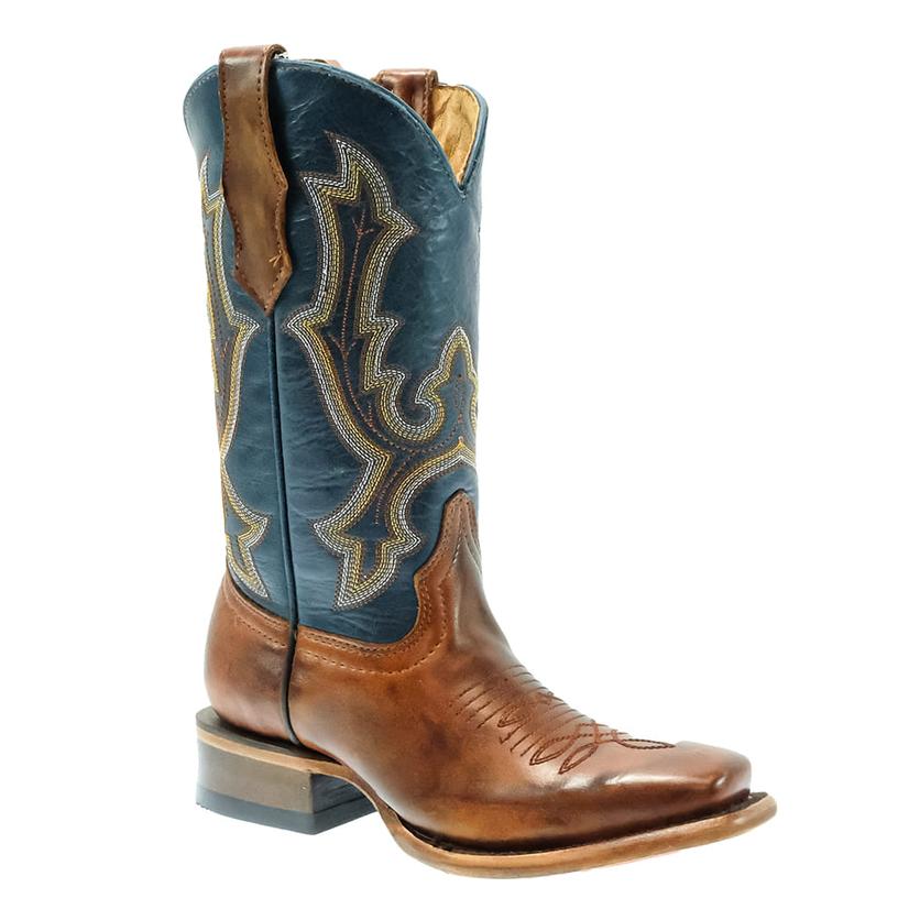  Corral Teen Boy's Honey Navy Embroidery Boots