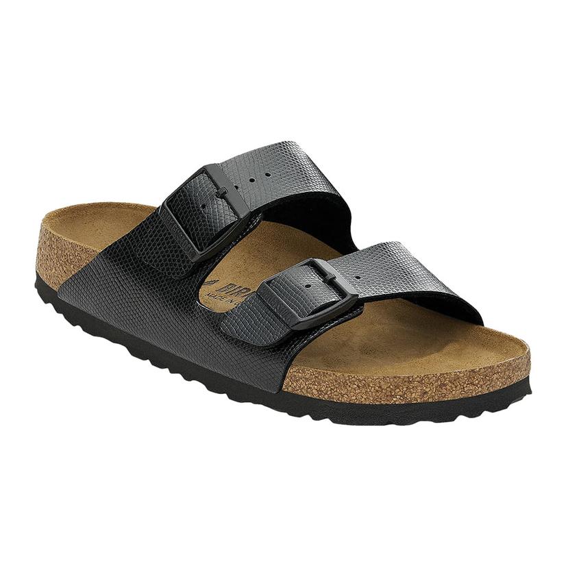  Birkenstock Arizona Black Embossed Lizard Women's Sandals