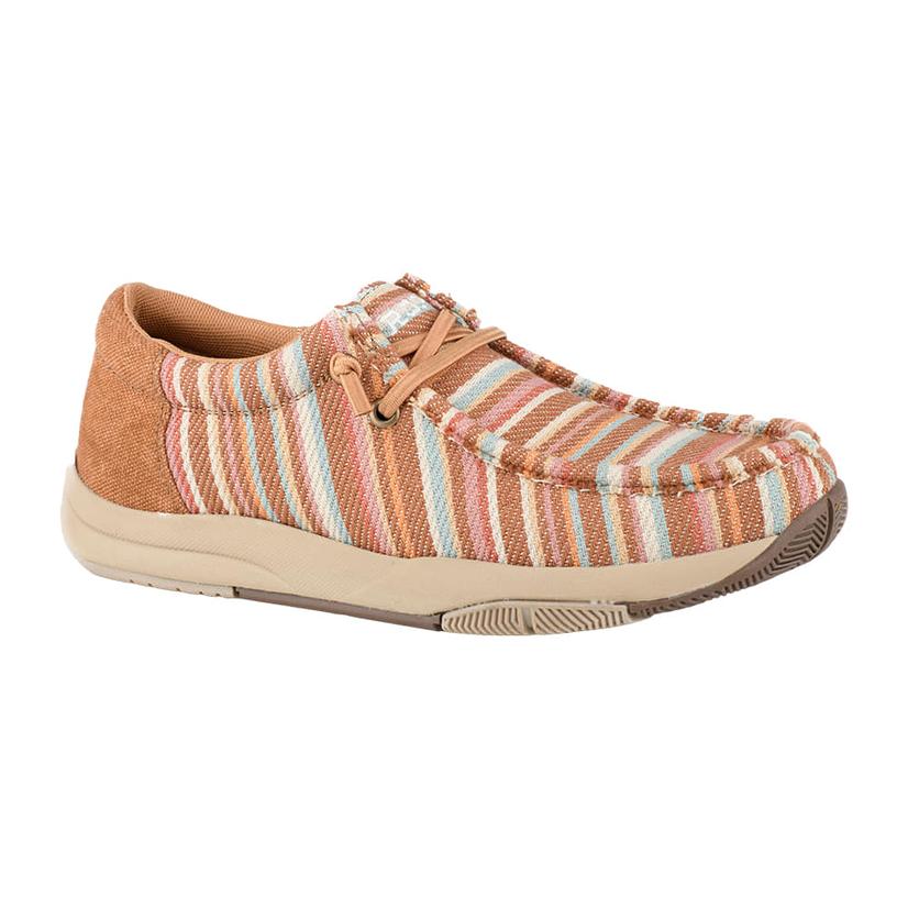  Roper Cognac Canvas Striped Vamp Casual Lace Up Women's Shoe