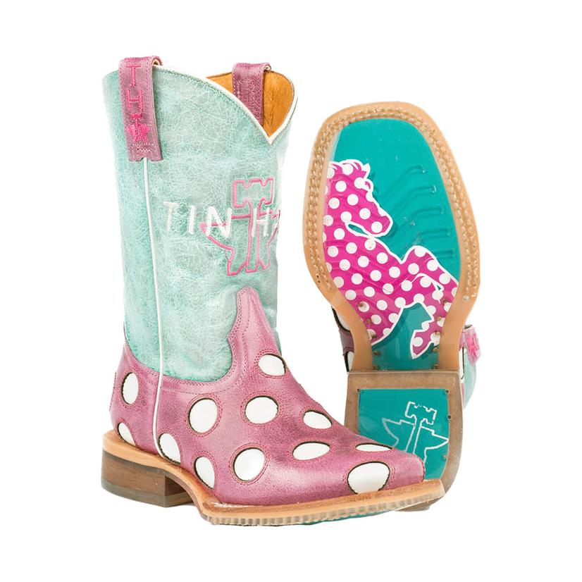  Tin Haul Pink And Turquoise Little Miss Dotty Girl's Boot