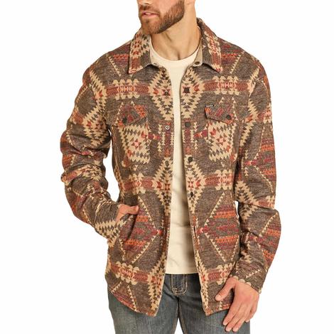 Rock And Roll Men's Brown Aztec Jacquard Jacket