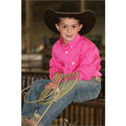 Cinch Boy's Solid Hot Pink Button-Down Show Shirt 