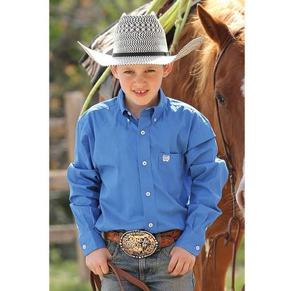 Cinch Boy's Solid Blue Button-Down Show Shirt 