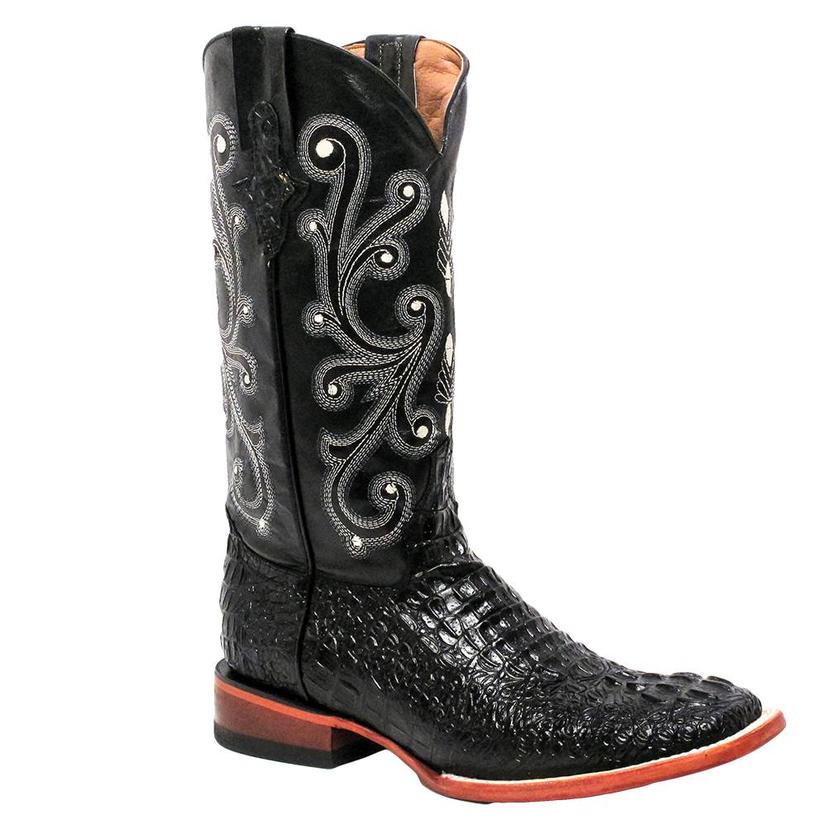 black croc western boots
