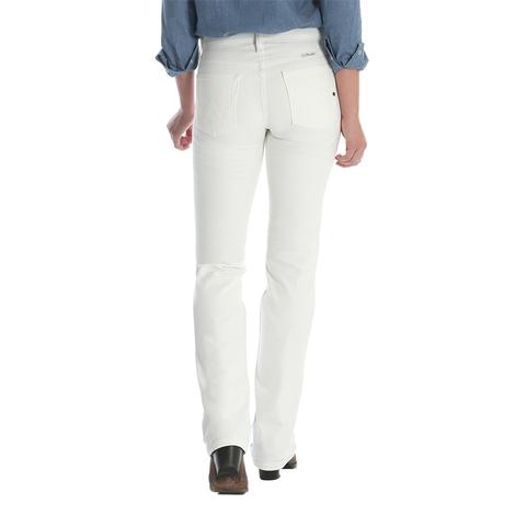 Wrangler Women's Q-Baby Mid-Rise White Bootcut Jeans