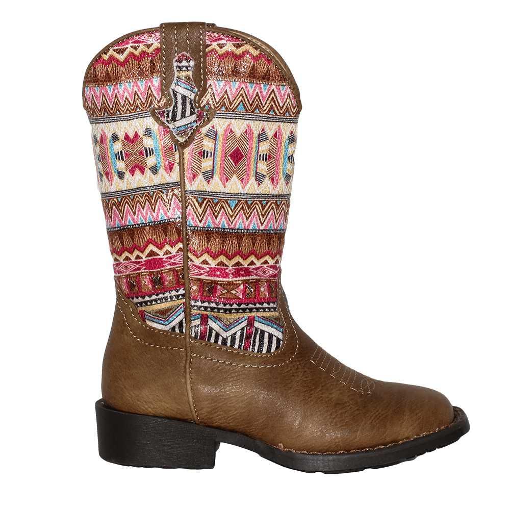 Roper Pink Aztec Square Toe Girl's Boot