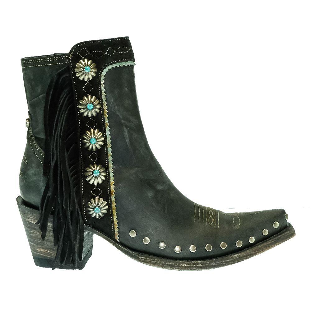 Double D Ranchwear Apache Kid Black Shortie Women's Boots