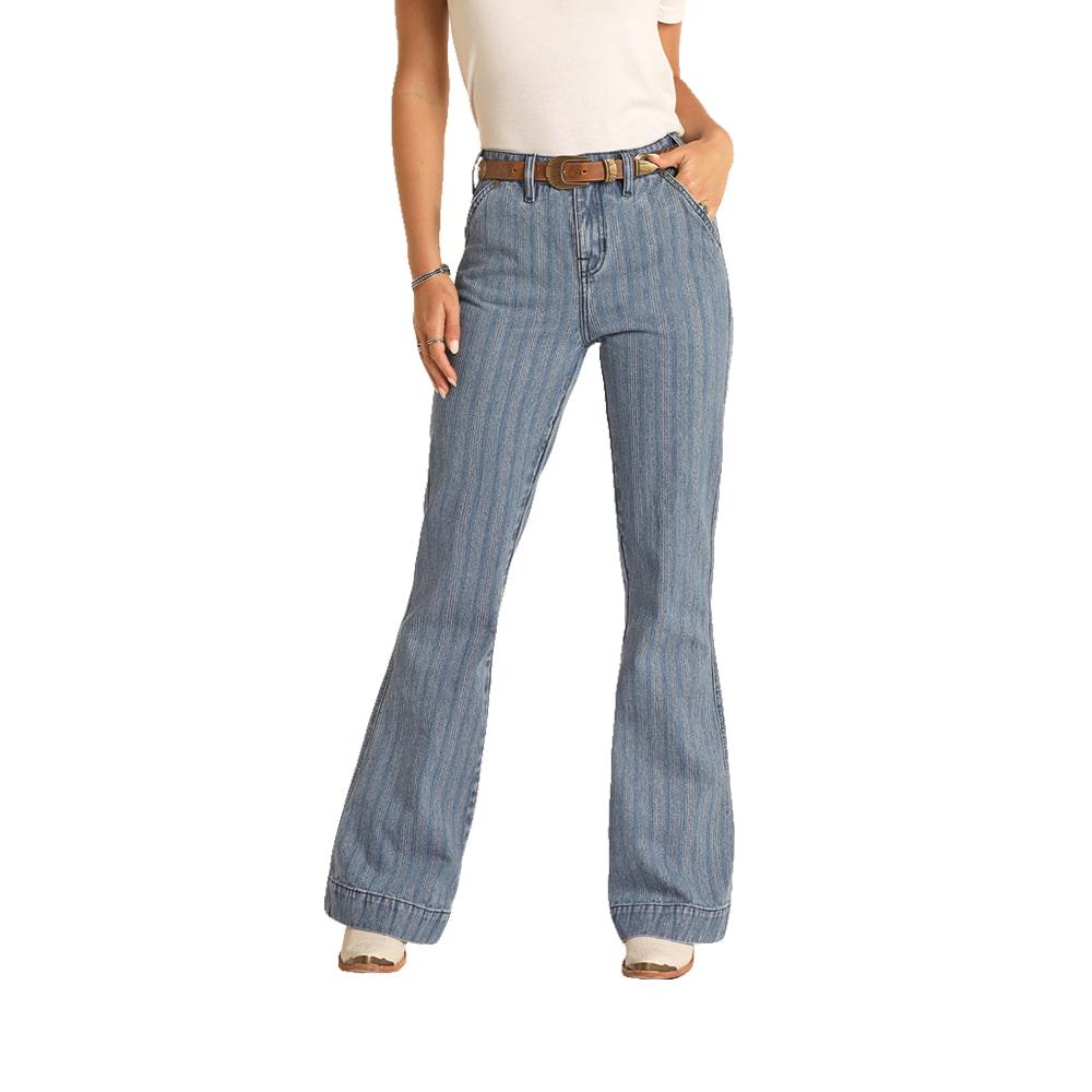 High-rise flared jacquard jeans