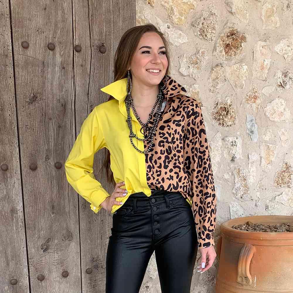 The Tiger Print Blouse | Purple + Yellow